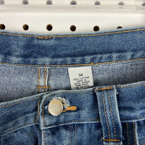 Baggy Jean Shorts Sz 34 Jorts Wide Leg Skate Y2K Distressed Work Wear 90s Italy - Picture 5 of 7